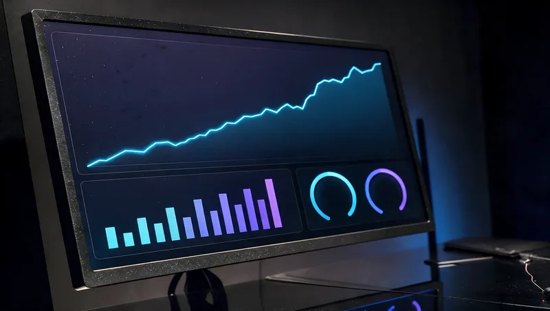 Panel de analítica web con una curva